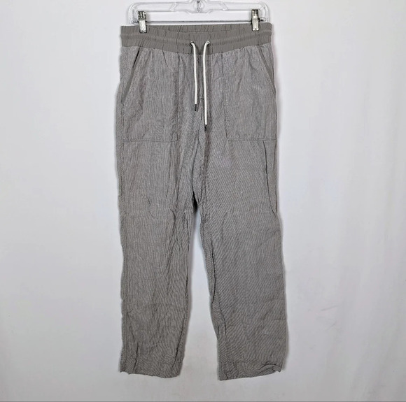 ATHLETA Bali Linen Ankle Pants 10 Drawstring Elastic Waist Pull-On  Straight Leg - Picture 2 of 10